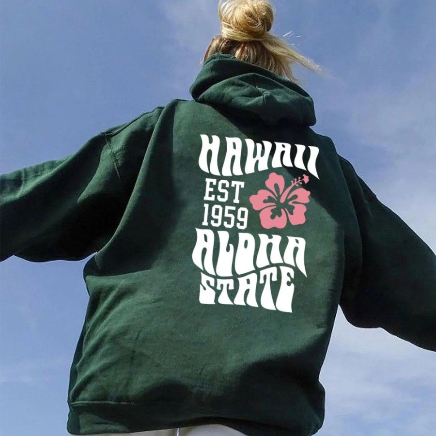 Women'S Favoshape | Women'S Aesthetic Hawaii Aloha State Beach Hoodie