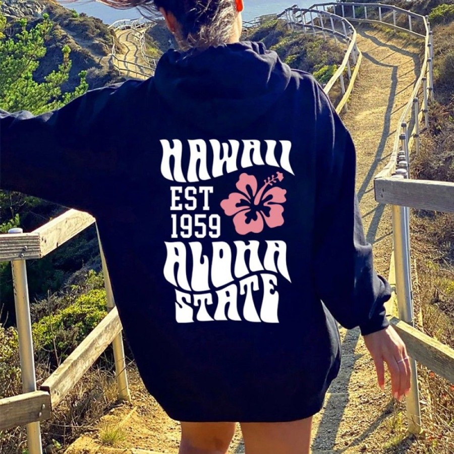 Women'S Favoshape | Women'S Aesthetic Hawaii Aloha State Beach Hoodie