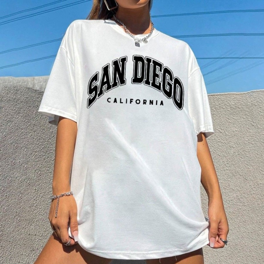 Women'S Favoshape | Women'S San Diego California T-Shirt White