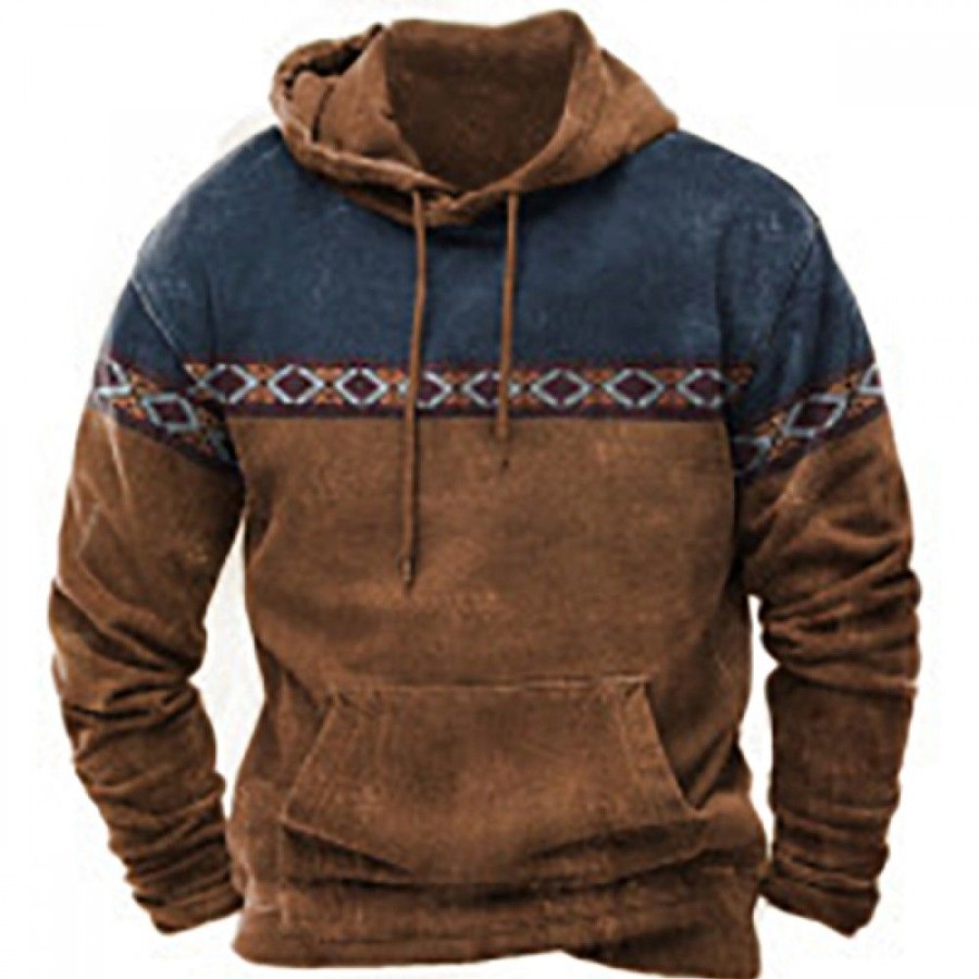 Men'S Favoshape | Men'S Causal Western Cowboy Oversized Hoodie Brown