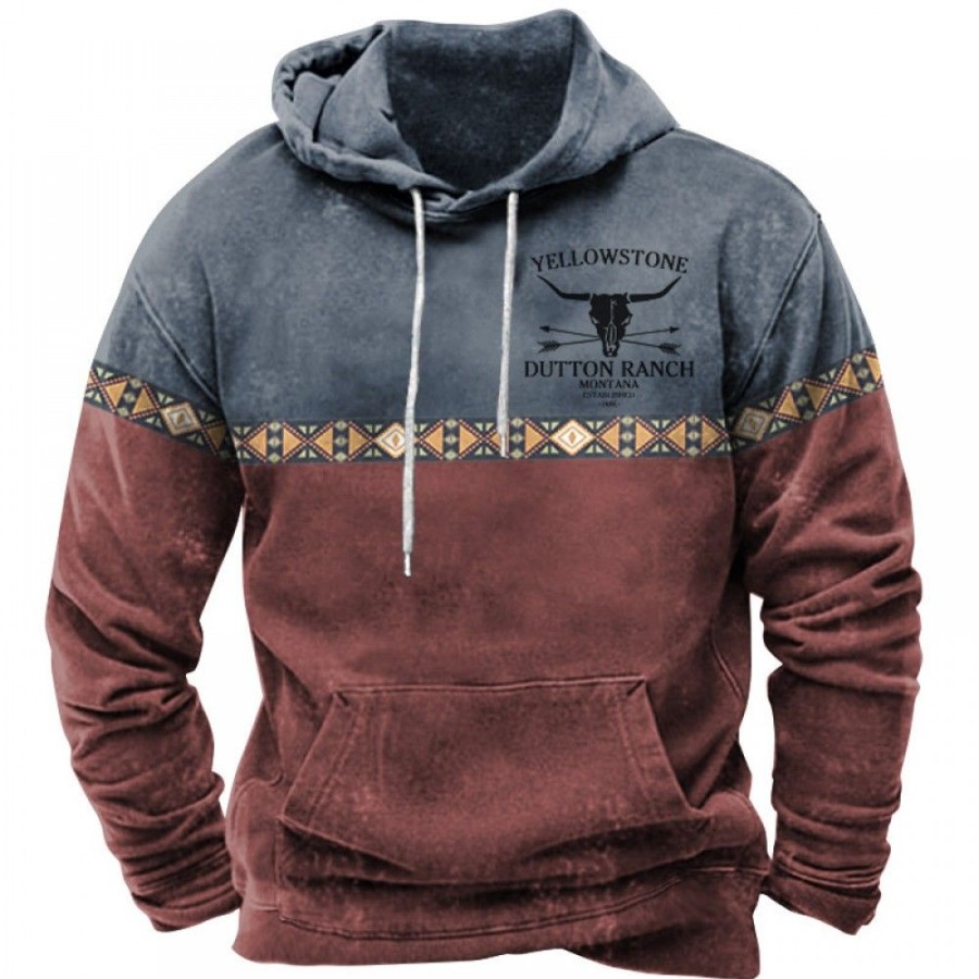 Men'S Favoshape | Men'S Yellowstone Dutton Ranch Aztec Pattern Hoodie