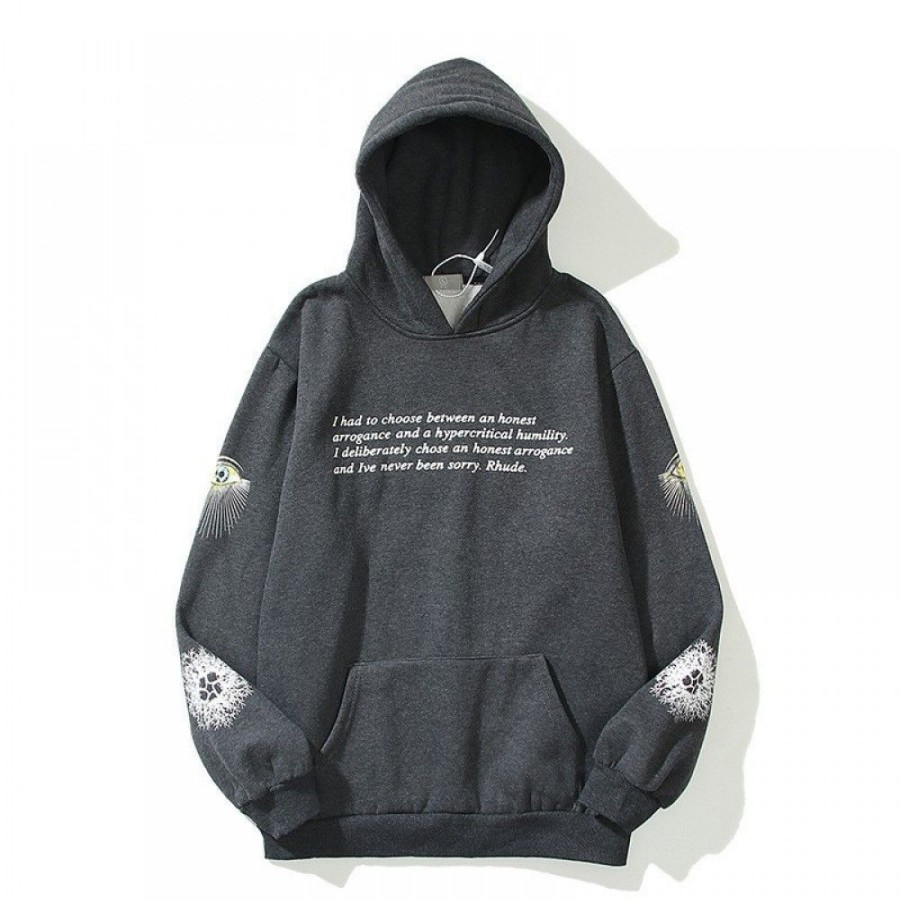 Men'S Favoshape | Men'S Hip Hop Streetwear Oversized Honest Eye Hoodie Grey