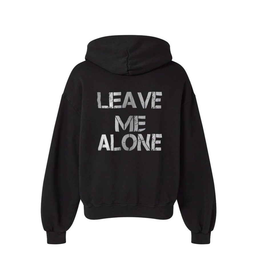 Women'S Favoshape | Women'S Leave Me Alone Printed Casual Hoodie Black