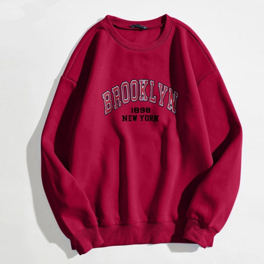 Men'S Favoshape | Women'S Distressed Brooklyn 1898 New York Crewneck Sweatshirt