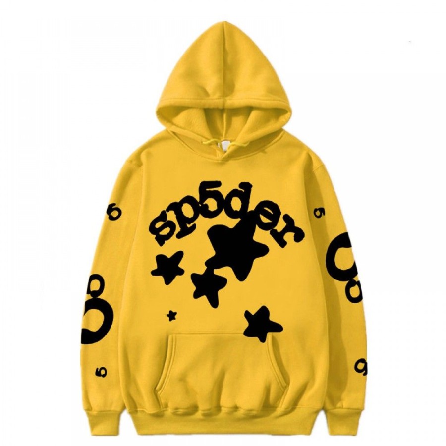 Men'S Favoshape | Unisex Streetwear Sp5Der Stars Printed Drawstring Hoodie