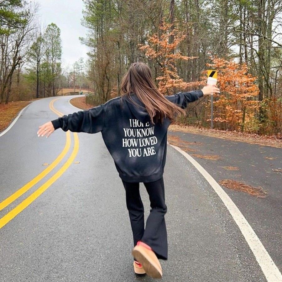 Women'S Favoshape | Women'S I Hope You Know How Loved You Are Printed Hoodie Black