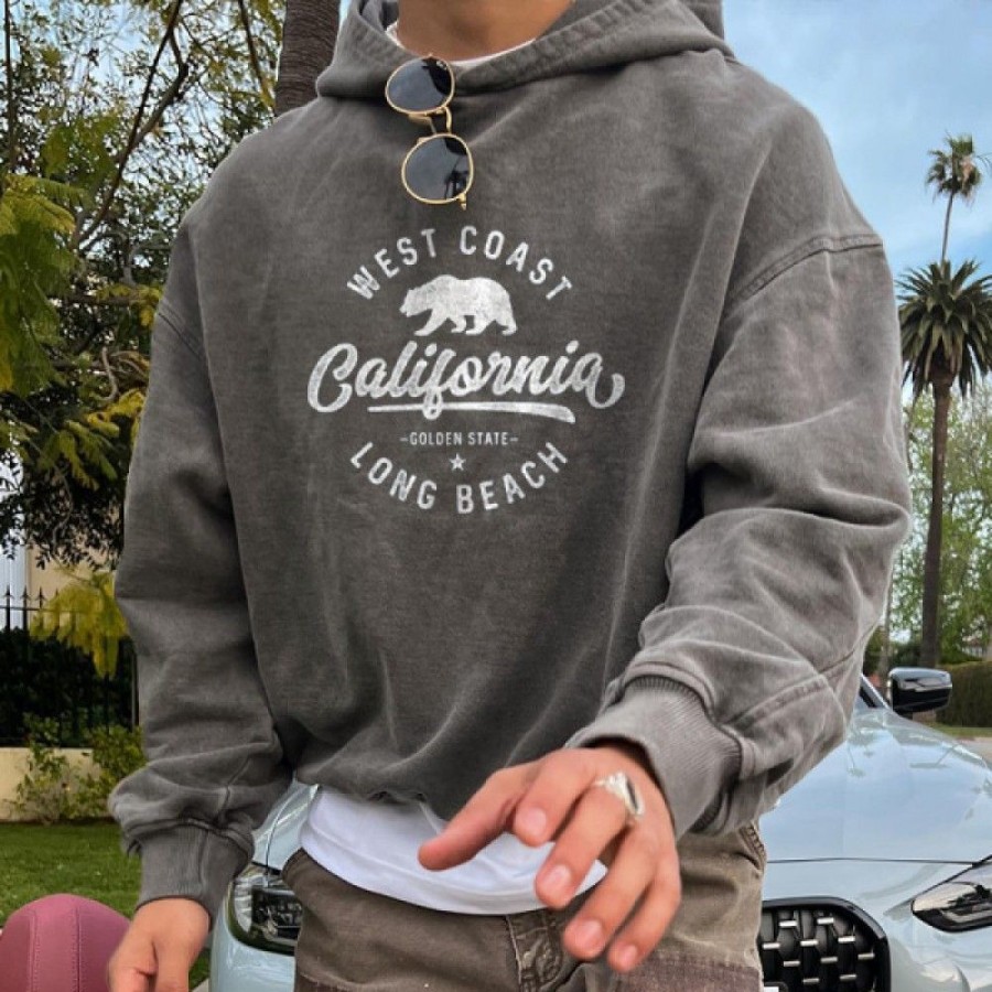 Men'S Favoshape | Men'S Oversized West Coast California Long Beach Hoodie