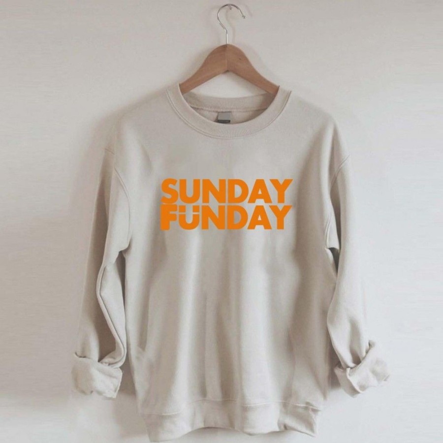 Women'S Favoshape | Women'S Preppy Sunday Funday Crewneck Sweatshirt