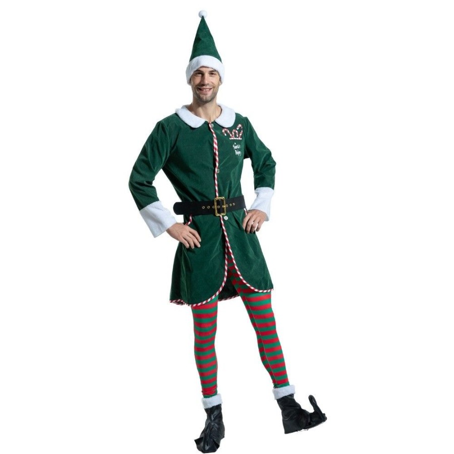 Christmas Favoshape | Mens Deluxe Workshop Elf Costume Christmas Santa Helper Cosplay Suit Full Set Green