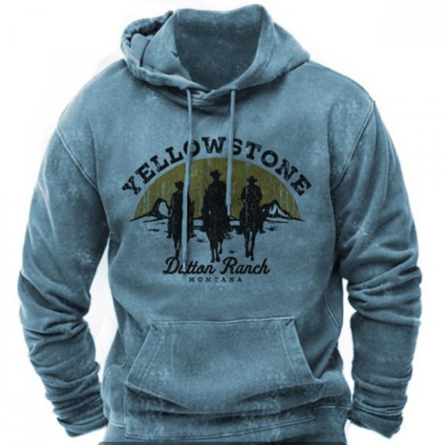 Men'S Favoshape | Men'S Vintage Yellowstone Dutton Ranch Montana Hoodie