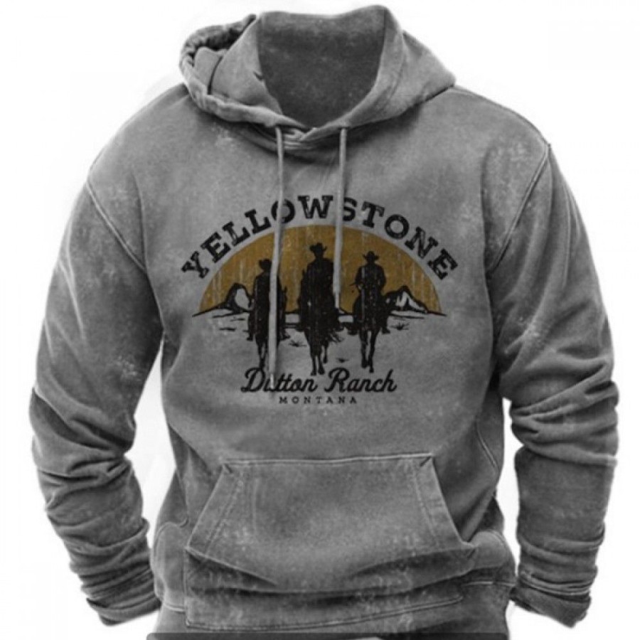 Men'S Favoshape | Men'S Vintage Yellowstone Dutton Ranch Montana Hoodie