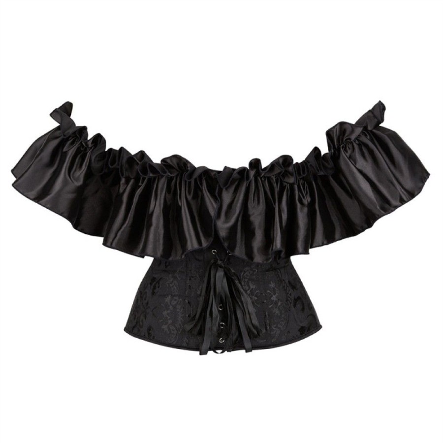 Corsets Favoshape | Victorian Off Shoulder Ruffled Bustie Top Strapless Jacquard Slim Corset