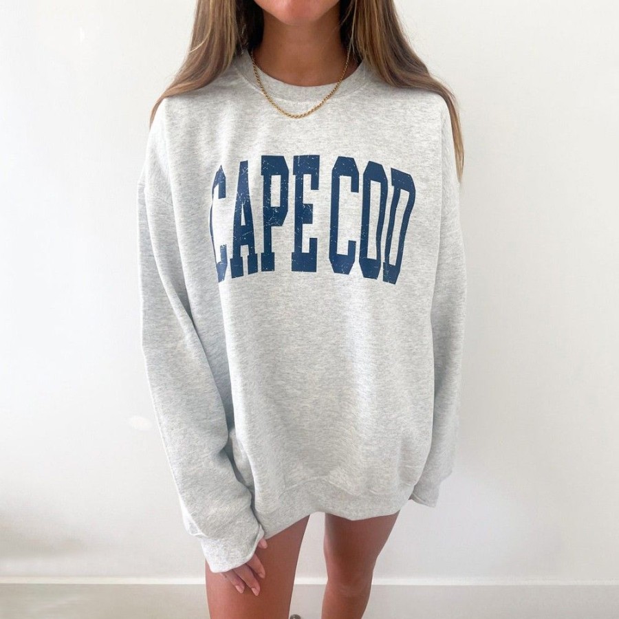 Women'S Favoshape | Women'S Cape Cod Seaside Crewneck Sweatshirt Gray