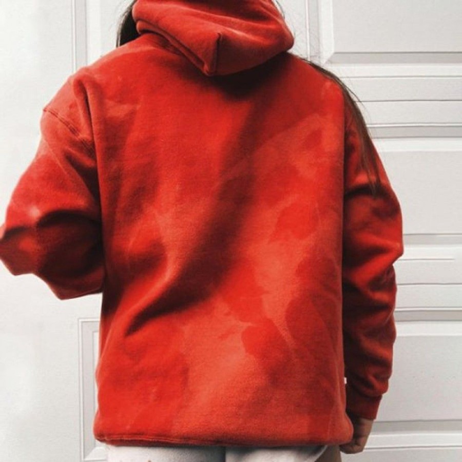 Women'S Favoshape | Women'S Oversized Georgia Printed Hoodie Red