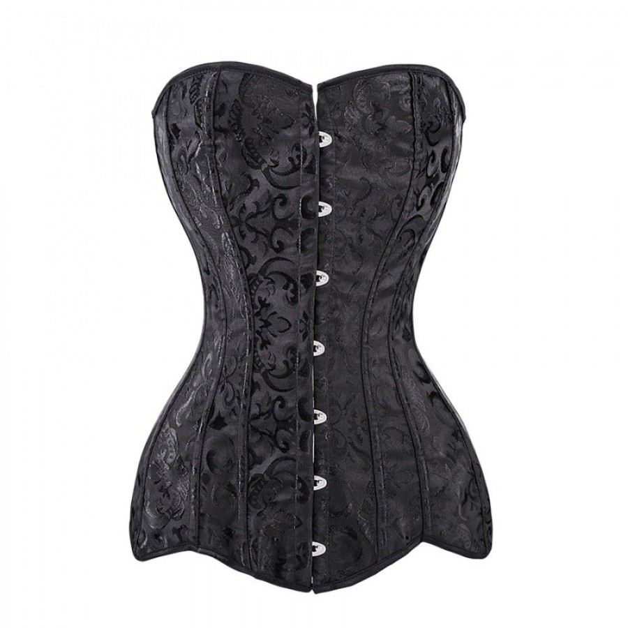 Corsets Favoshape | Women'S Jacquard Steel Boned Gothic Bustier Steampunk Long Overbust Corset