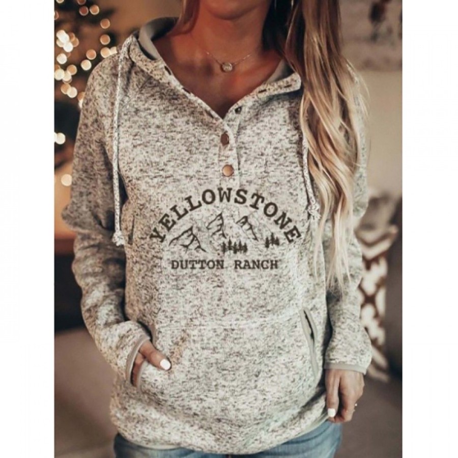 Women'S Favoshape | Women'S Yellowstone Dutton Ranch Inspiration Pullover Hoodie Grey