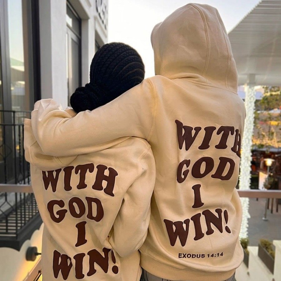 Women'S Favoshape | Unisex With God I Win Printed Hoodie