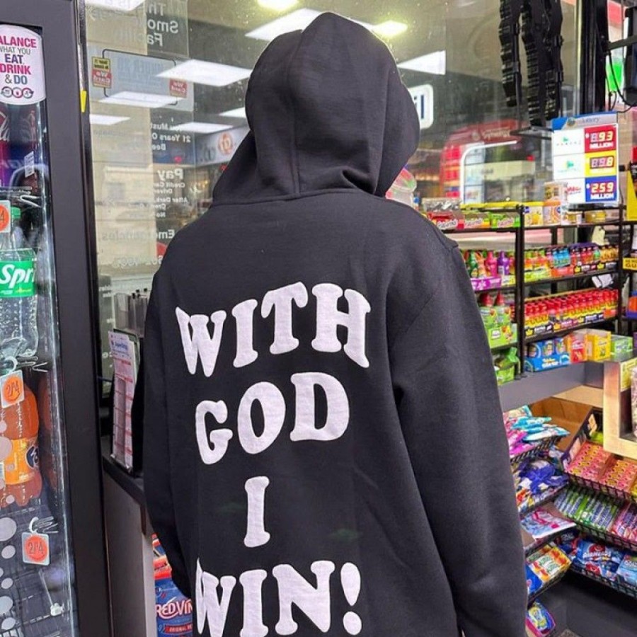 Women'S Favoshape | Unisex With God I Win Printed Hoodie