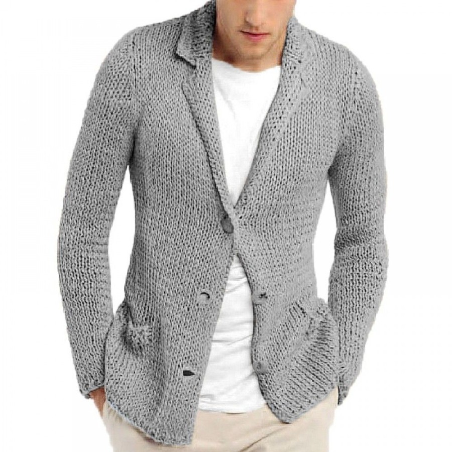 Men'S Favoshape | Men'S Western Shawl Collar Cable Knitted Cardigan