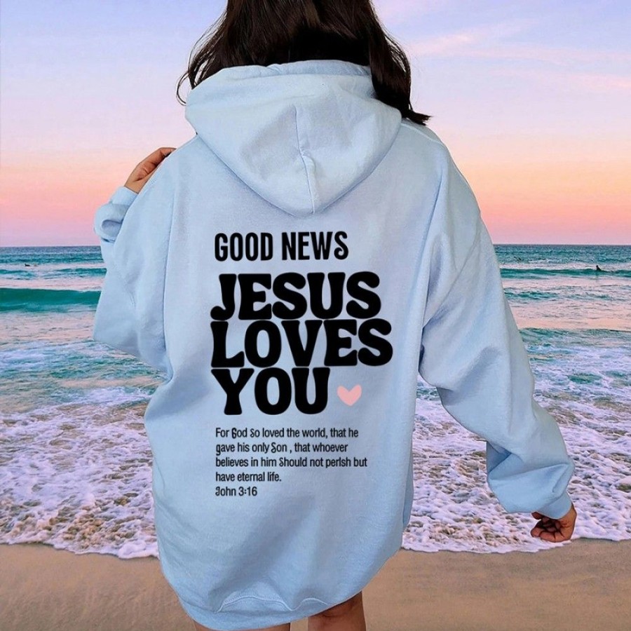 Women'S Favoshape | Women'S Good News Jesus Loves You Christan Hoodie