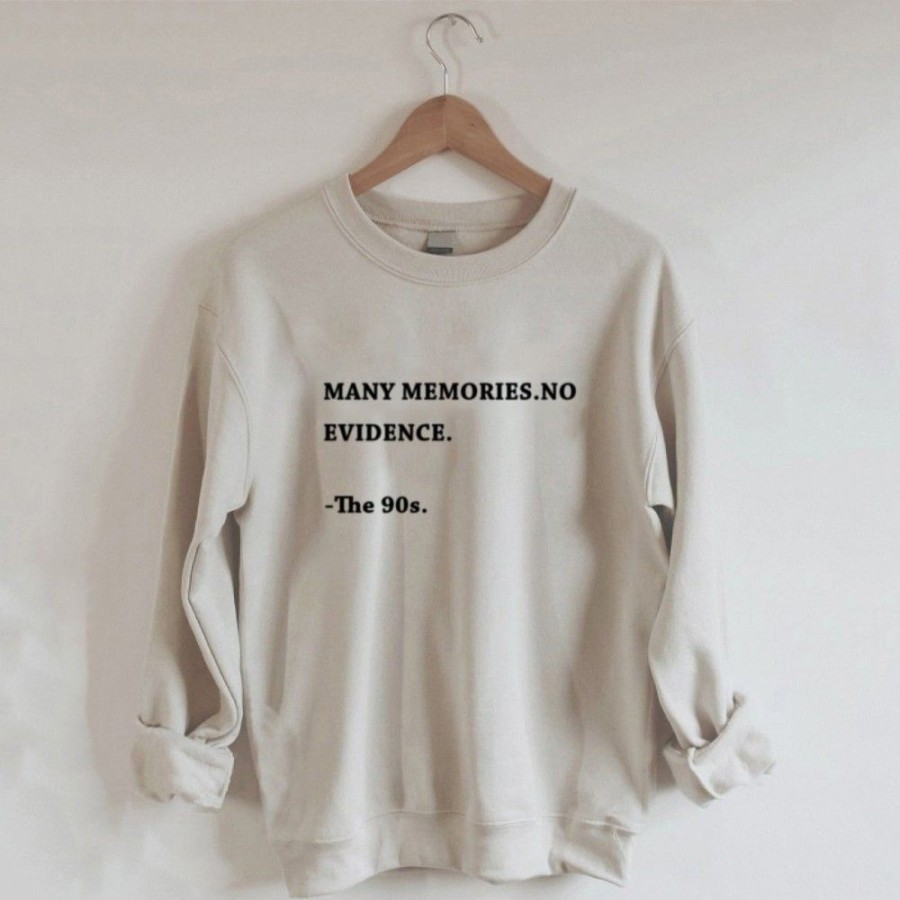 Women'S Favoshape | Women'S The 90S Many Memories No Evidence Crewneck Sweatshirt Khaki