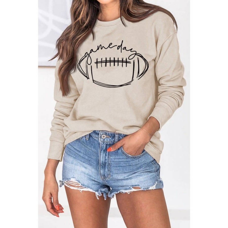 Women'S Favoshape | Women'S Game Day Football Season Crewneck Sweatshirt