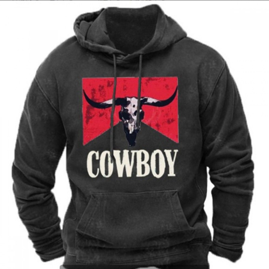 Men'S Favoshape | Men'S Vintage Cowboy Oversized Hoodie