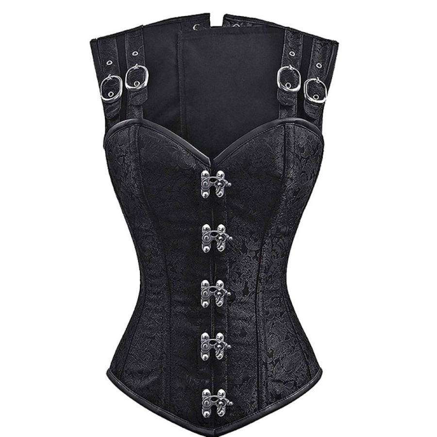 Corsets Favoshape | Women'S Gothic Steampunk Overbust Floral Corsets Lace Up Waist Cincher Bodice