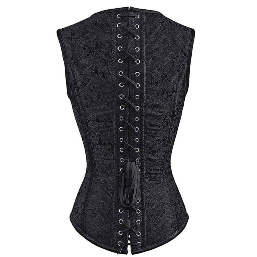 Corsets Favoshape | Women'S Gothic Steampunk Overbust Floral Corsets Lace Up Waist Cincher Bodice