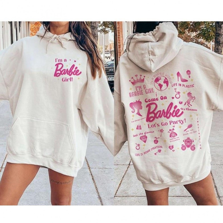 Women'S Favoshape | Women'S I'M A Barbie Girl Let'S Go Party Hoodie Khaki