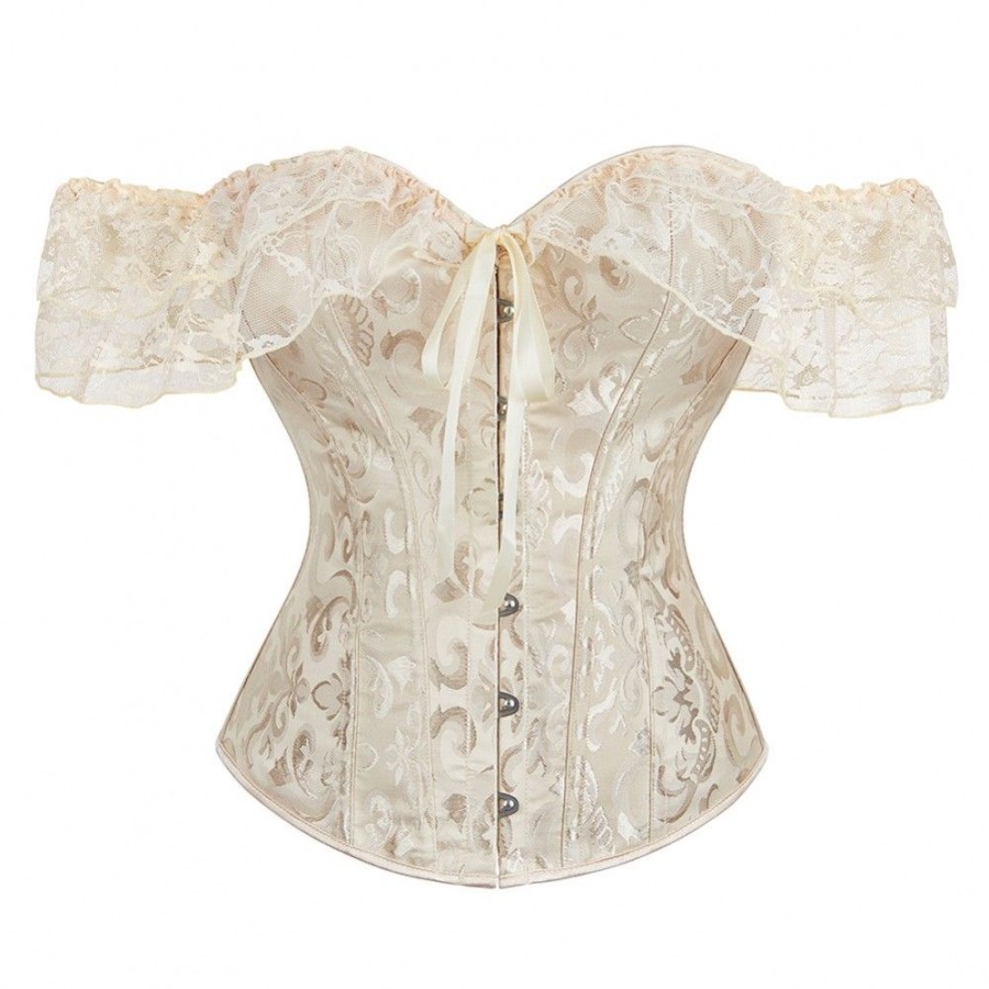 Corsets Favoshape | Women'S Floral Lace Up Off Shoulder Bustier Victorian Brocade Jacquard Overbust Corset