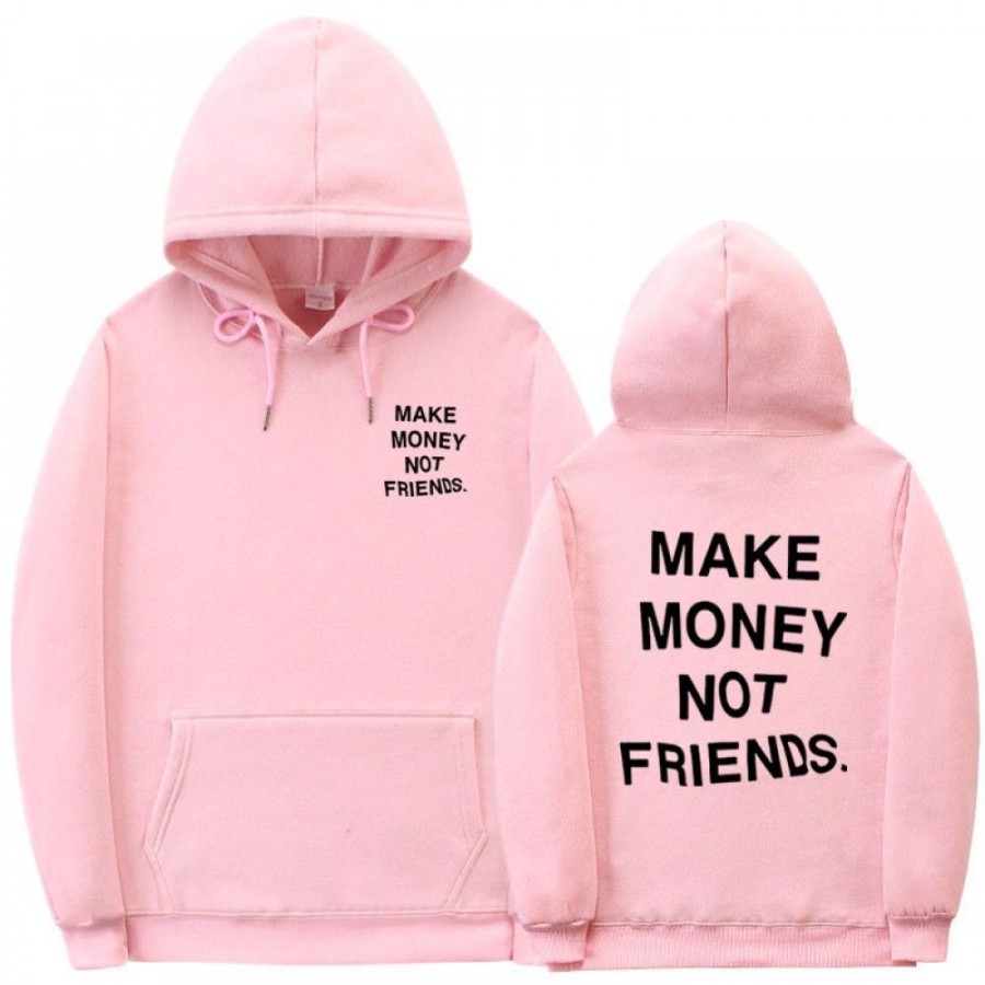 Men'S Favoshape | Unisex Make Money Not Friends Printed Hoodie