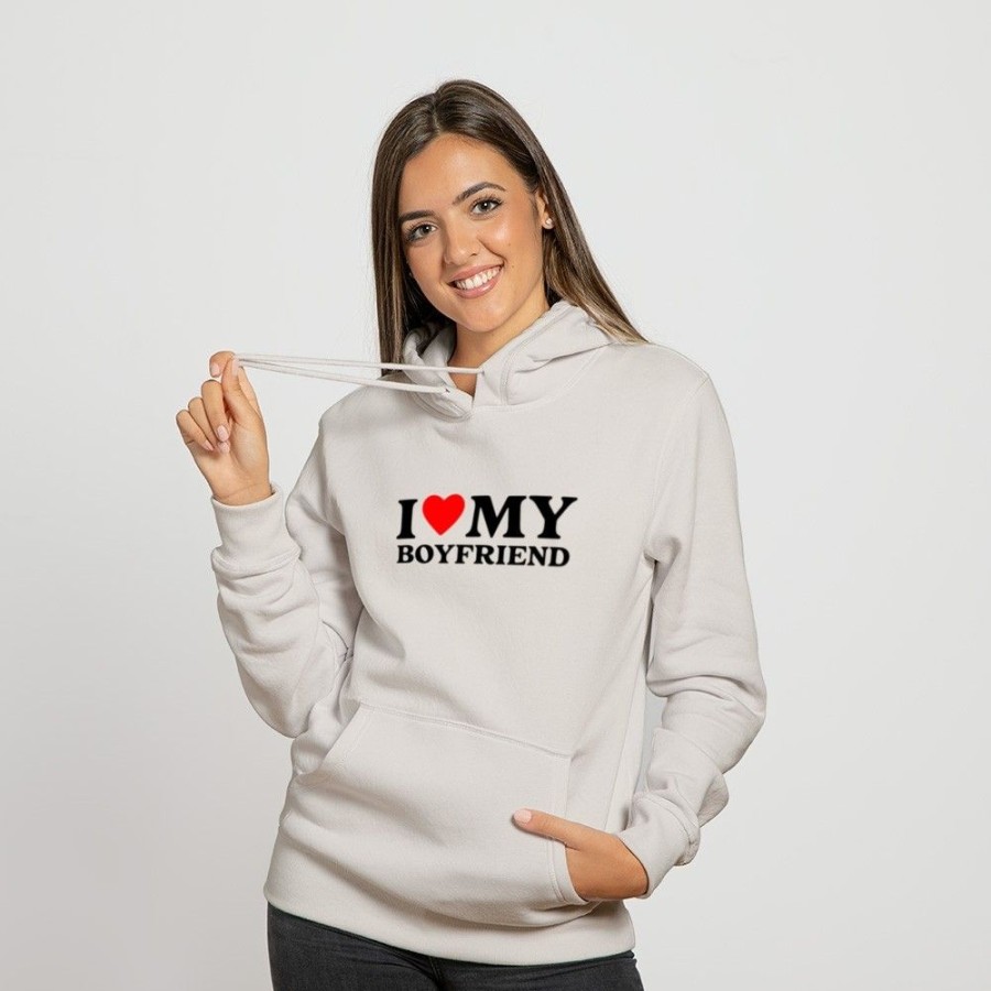 Women'S Favoshape | Women'S I Love My Boyfriends Oversized Hoodie Khaki