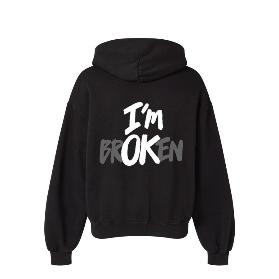 Women'S Favoshape | Women'S I'M Broken I'M Ok Hoodie Black