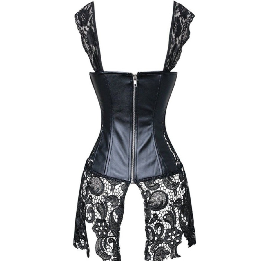 Corsets Favoshape | Women'S Gothic Leather Backless Lace Steampunk Corsets Dress