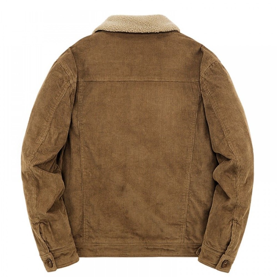 Men'S Favoshape | Men'S Western Sherpa Lined Corduroy Button Up Jacket