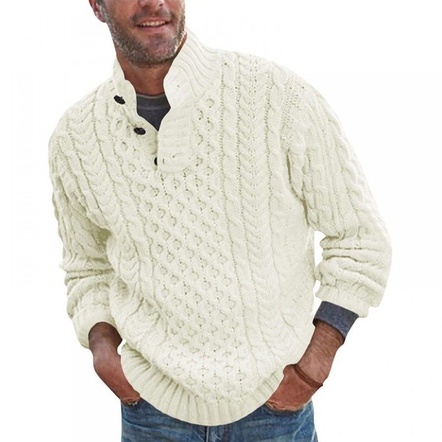 Men'S Favoshape | Men'S Classic Cable Knitted Turtleneck Chunky Sweater