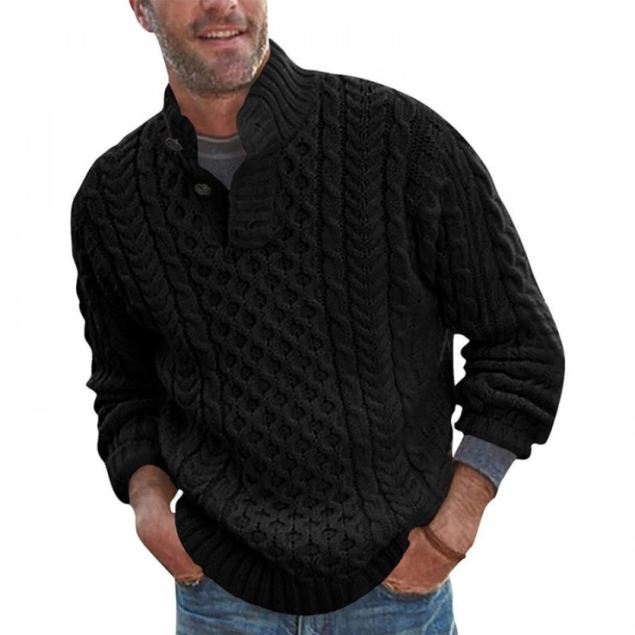 Men'S Favoshape | Men'S Classic Cable Knitted Turtleneck Chunky Sweater