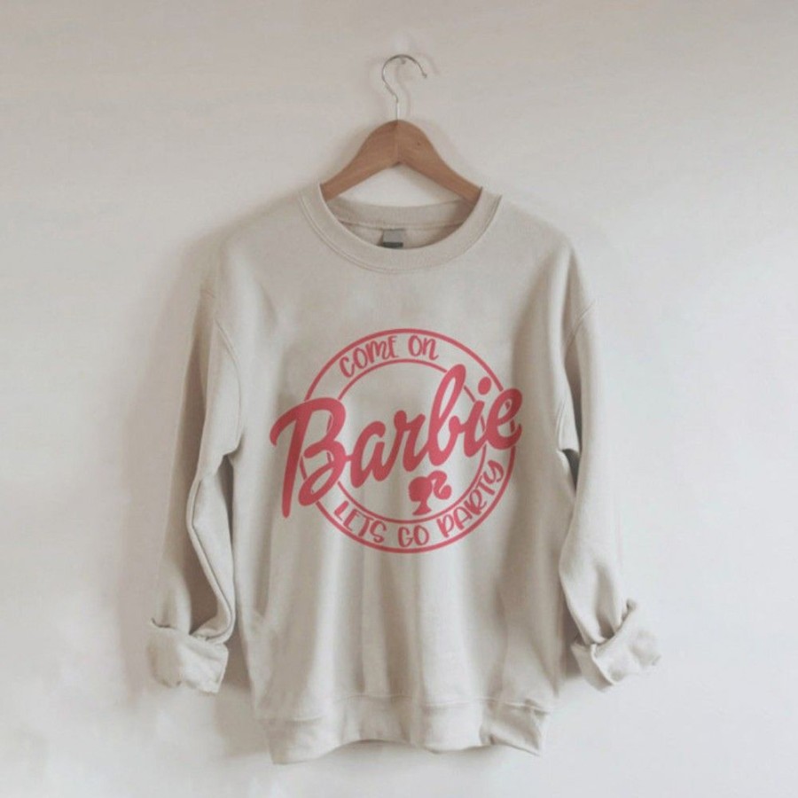 Women'S Favoshape | Women'S Come On Barbie Let'S Go Party Sweatshirt Khaki