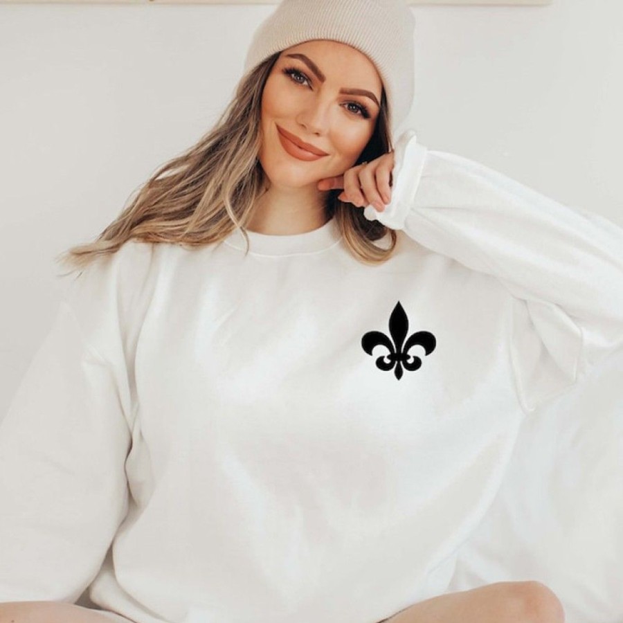 Women'S Favoshape | Women'S Mardi Gras Fleur De Lis Crewneck Sweatshirt