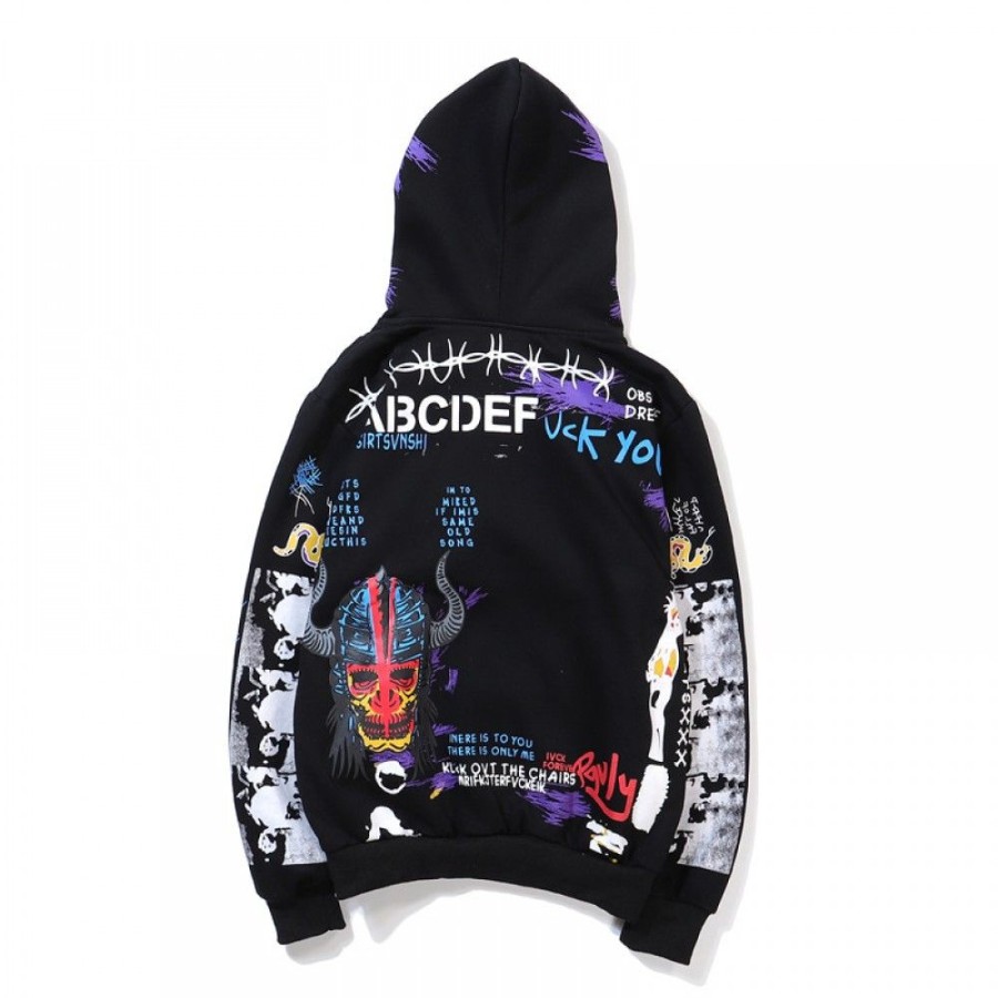 Men'S Favoshape | Oversized Graffiti Fashion Hoodie Hip Hop Pullover