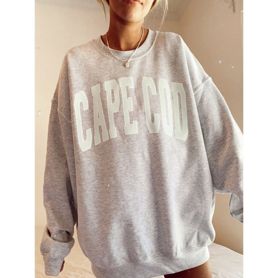 Women'S Favoshape | Women'S Preppy Cape Cod Crewneck Sweatshirt Gray