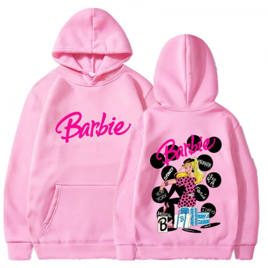 Men'S Favoshape | Women'S Barbie Graphic Printed Oversized Drawstring Hoodie