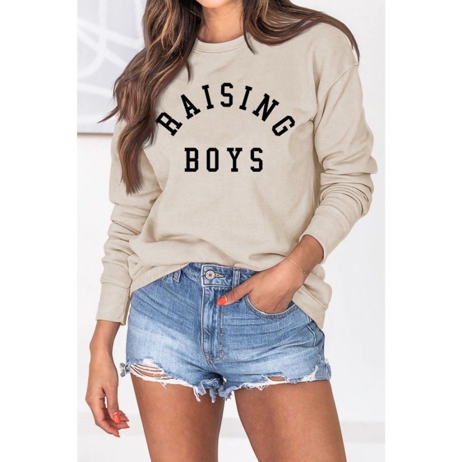 Women'S Favoshape | Women'S Raising Boys Crewneck Sweatshirt