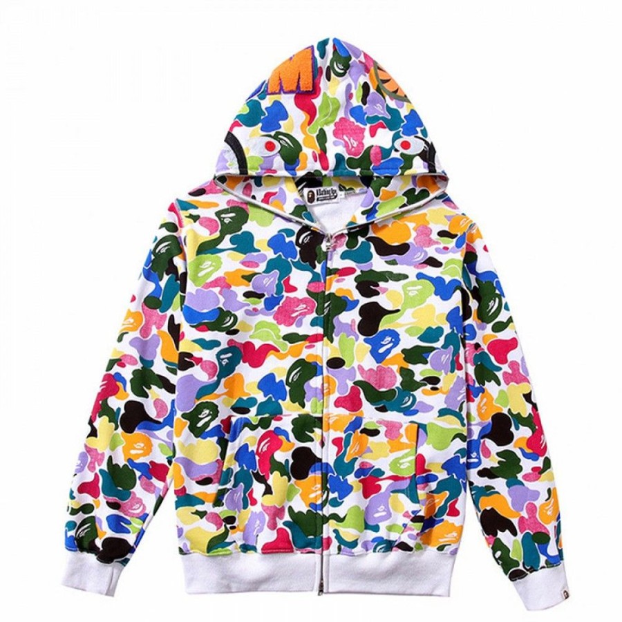 Men'S Favoshape | Unisex Hoodie Camouflage Bathing Ape Full Zipped Hooded Jacket Multicolor