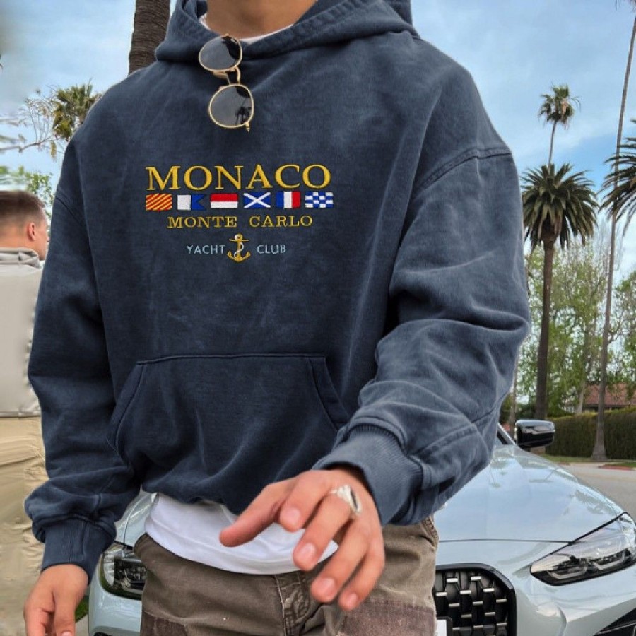 Men'S Favoshape | Men'S Vintage Monaco Monte Carlo Yacht Club Oversized Hoodie