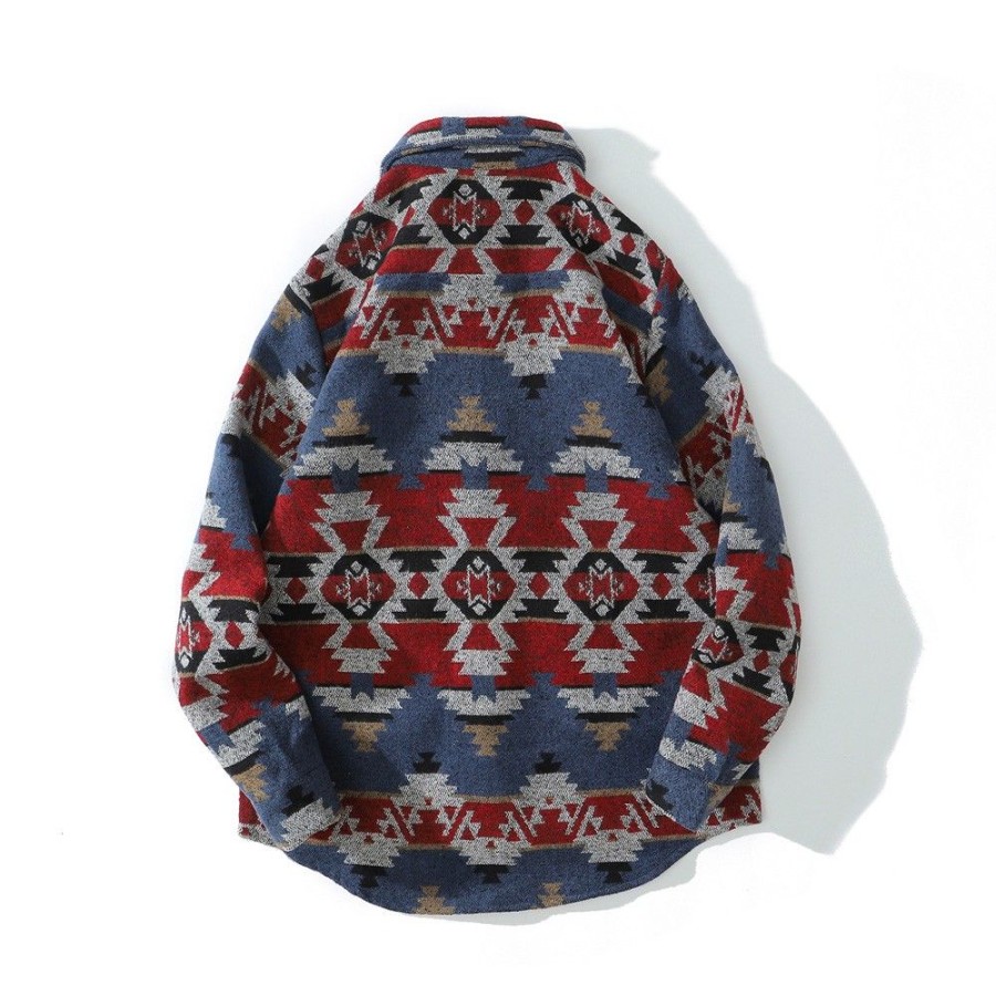 Men'S Favoshape | Unisex Oversized Aztec Pattern Country Shirt Jacket