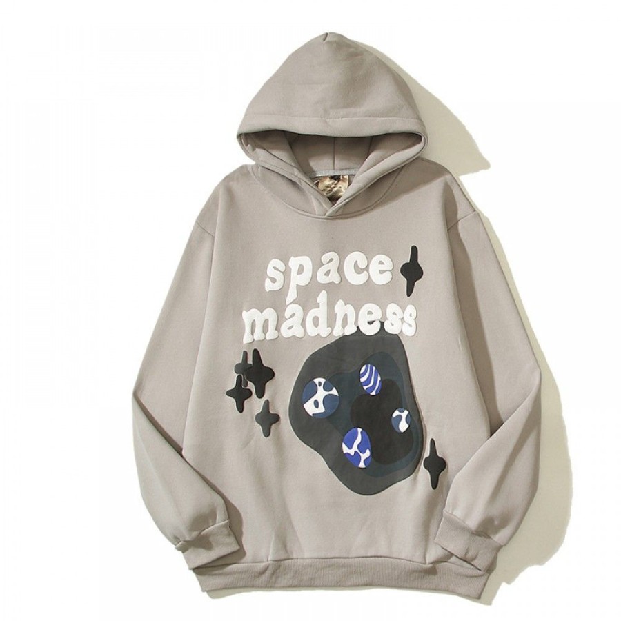 Men'S Favoshape | Hip Hop Streetwear Unisex Space Madness Printed Hoodie Khaki