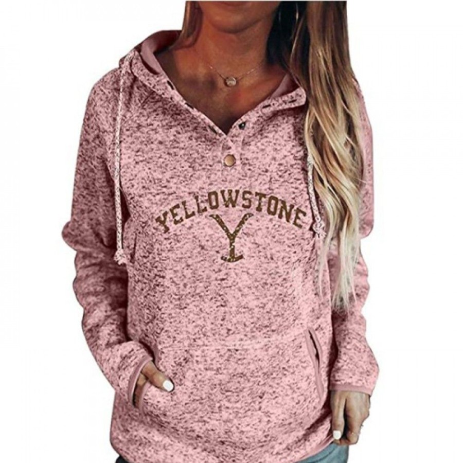 Women'S Favoshape | Women'S Vintage Yellowstone Solid Color Pullover Hoodie