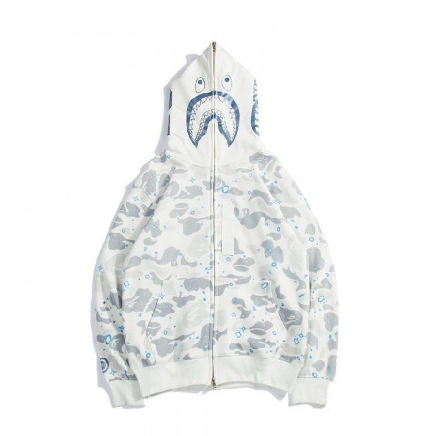 Men'S Favoshape | Casual Camouflage Shark Full Zip Hooded Jacket